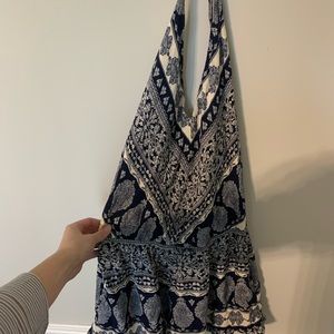 Blue and white romper